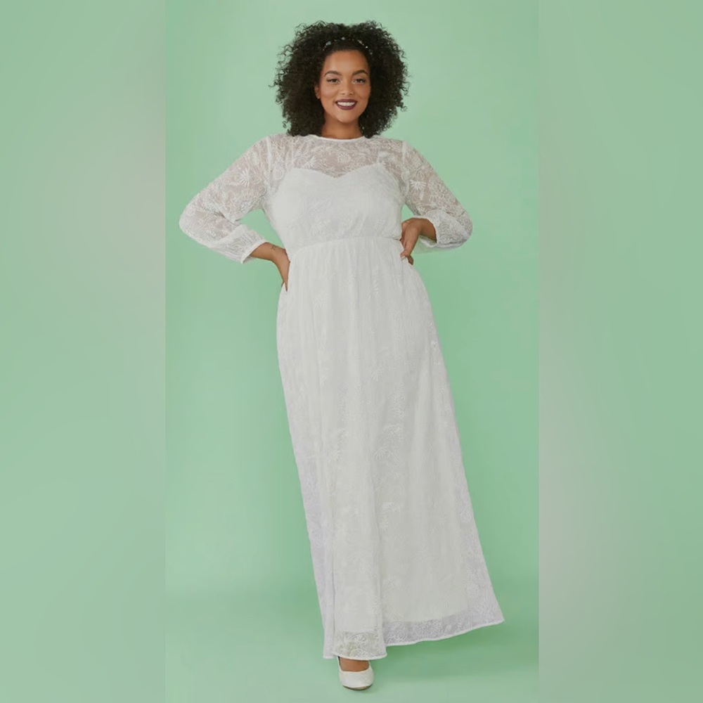 Modcloth Off White Lace Maxi Dress